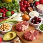 Alimentos saudáveis que podem ajudar na FIV, como frutas, vegetais, peixes, ovos, leguminosas e fontes de gorduras boas.